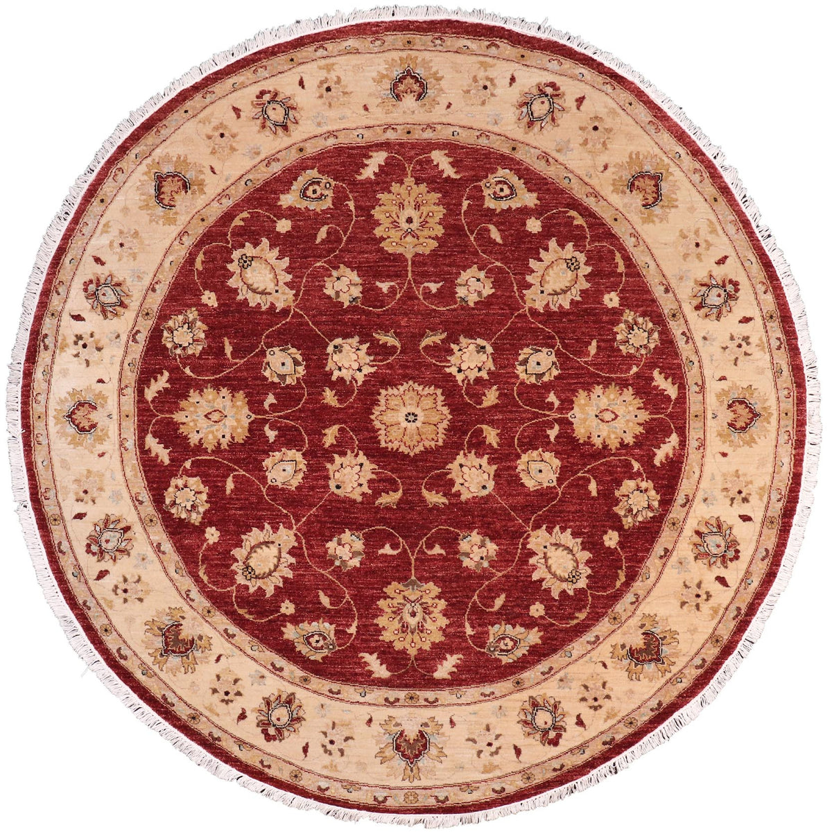 handmade Traditional Kafkaz Red Ivory Hand Knotted ROUND 100% WOOL area rug 8' x 8'