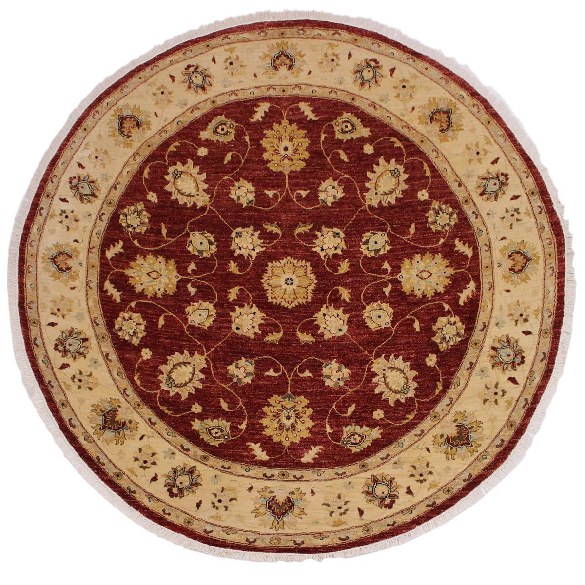 A02787, 8 0"x 8 3",Traditional                   ,8x8,Red,IVORY,Hand-knotted                  ,Pakistan   ,100% Wool  ,Round      ,652671148538