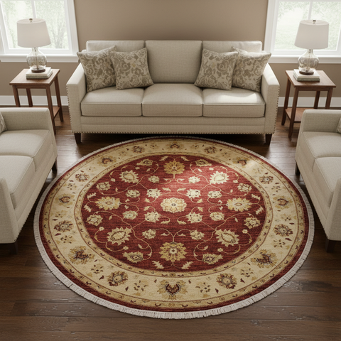 Ziegler Kafkaz Ethelyn Red/Ivory Round Rug -8'0X8'3