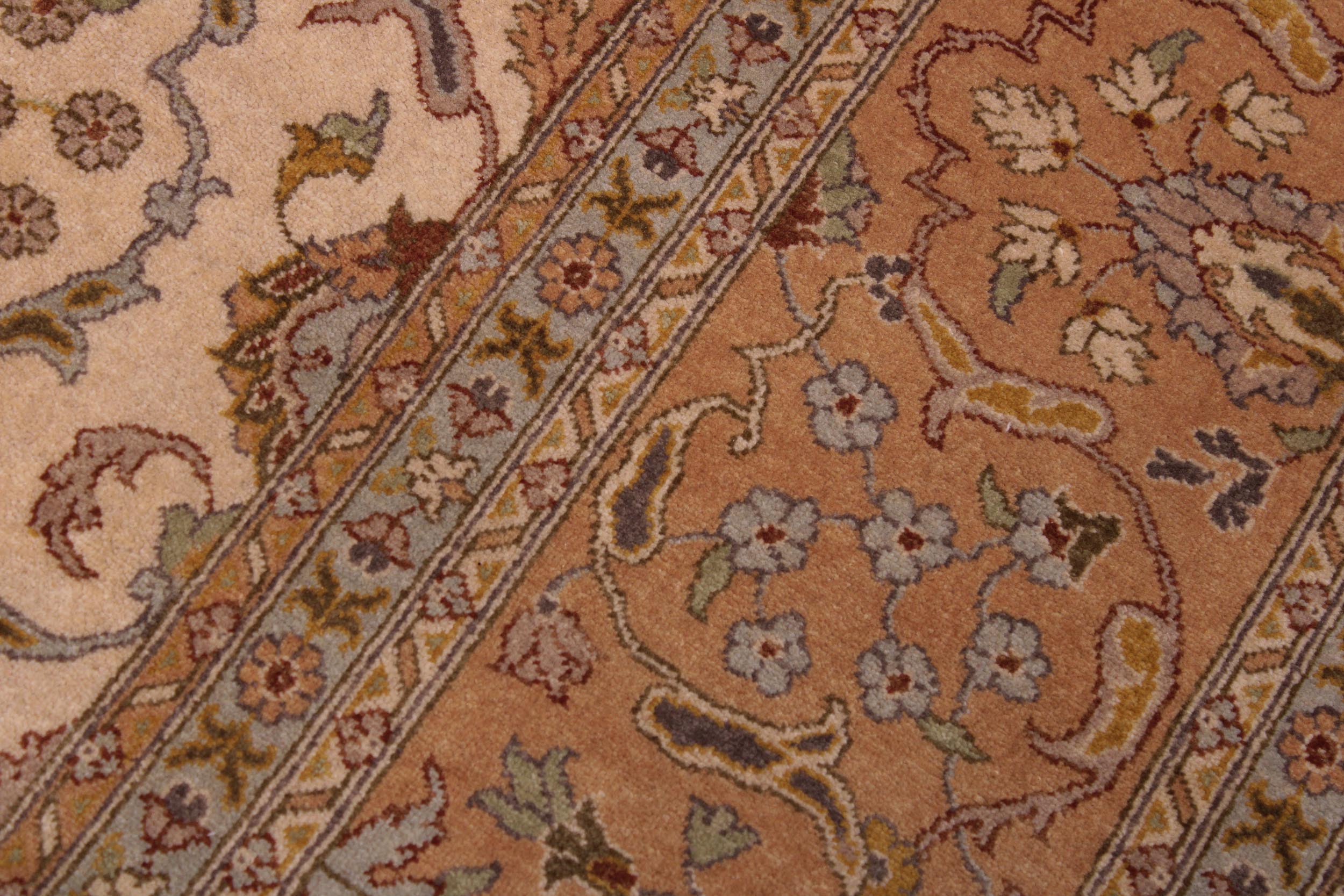 handmade Traditional  Ivory Gold Hand Knotted RECTANGLE 100% WOOL area rug 9' x 12'