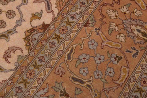 handmade Traditional  Ivory Gold Hand Knotted RECTANGLE 100% WOOL area rug 9' x 12'