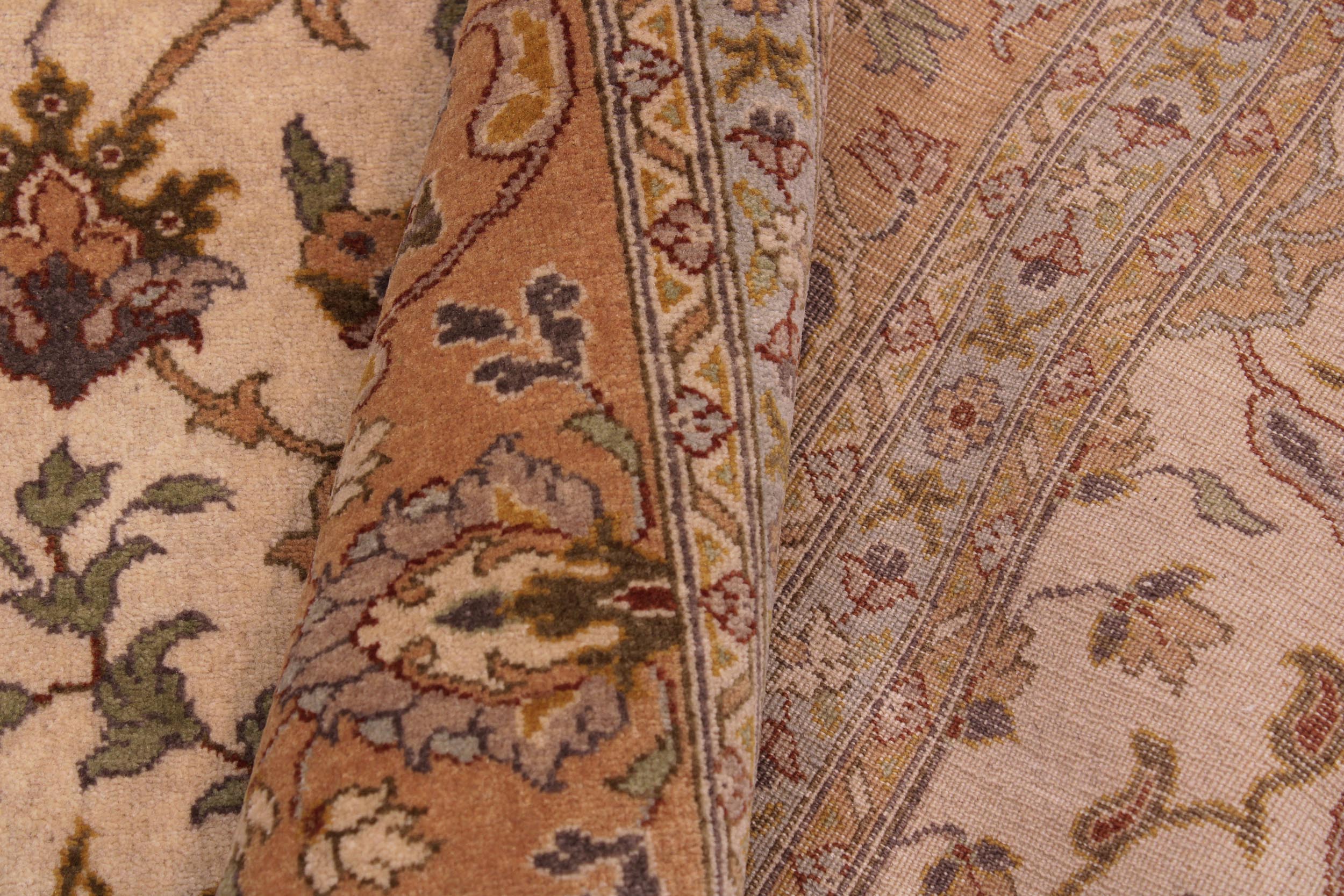 handmade Traditional  Ivory Gold Hand Knotted RECTANGLE 100% WOOL area rug 9' x 12'
