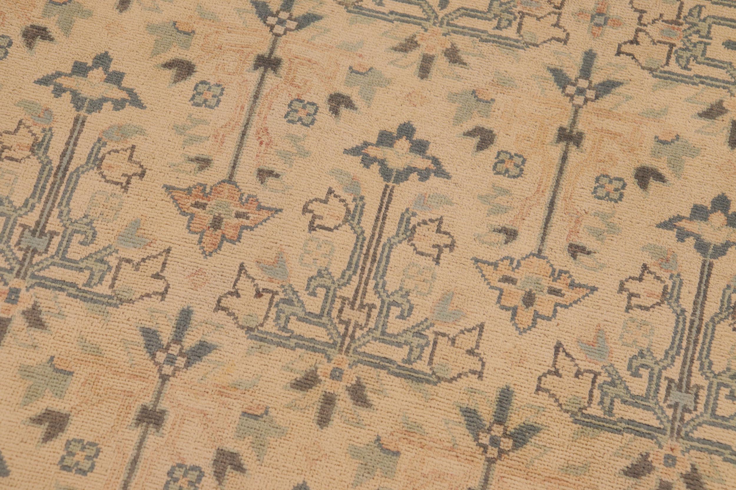 handmade Transitional Kafkaz Beige Blue Hand Knotted RECTANGLE 100% WOOL area rug 9x12