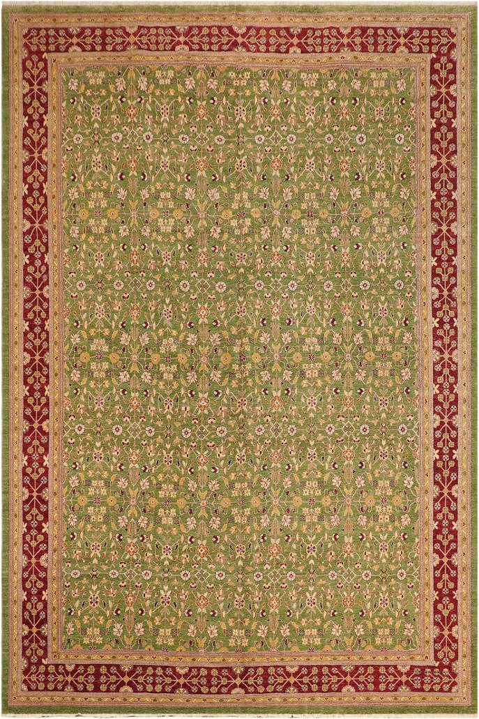 handmade Transitional Kafkaz Green Red Hand Knotted RECTANGLE 100% WOOL area rug 12X18