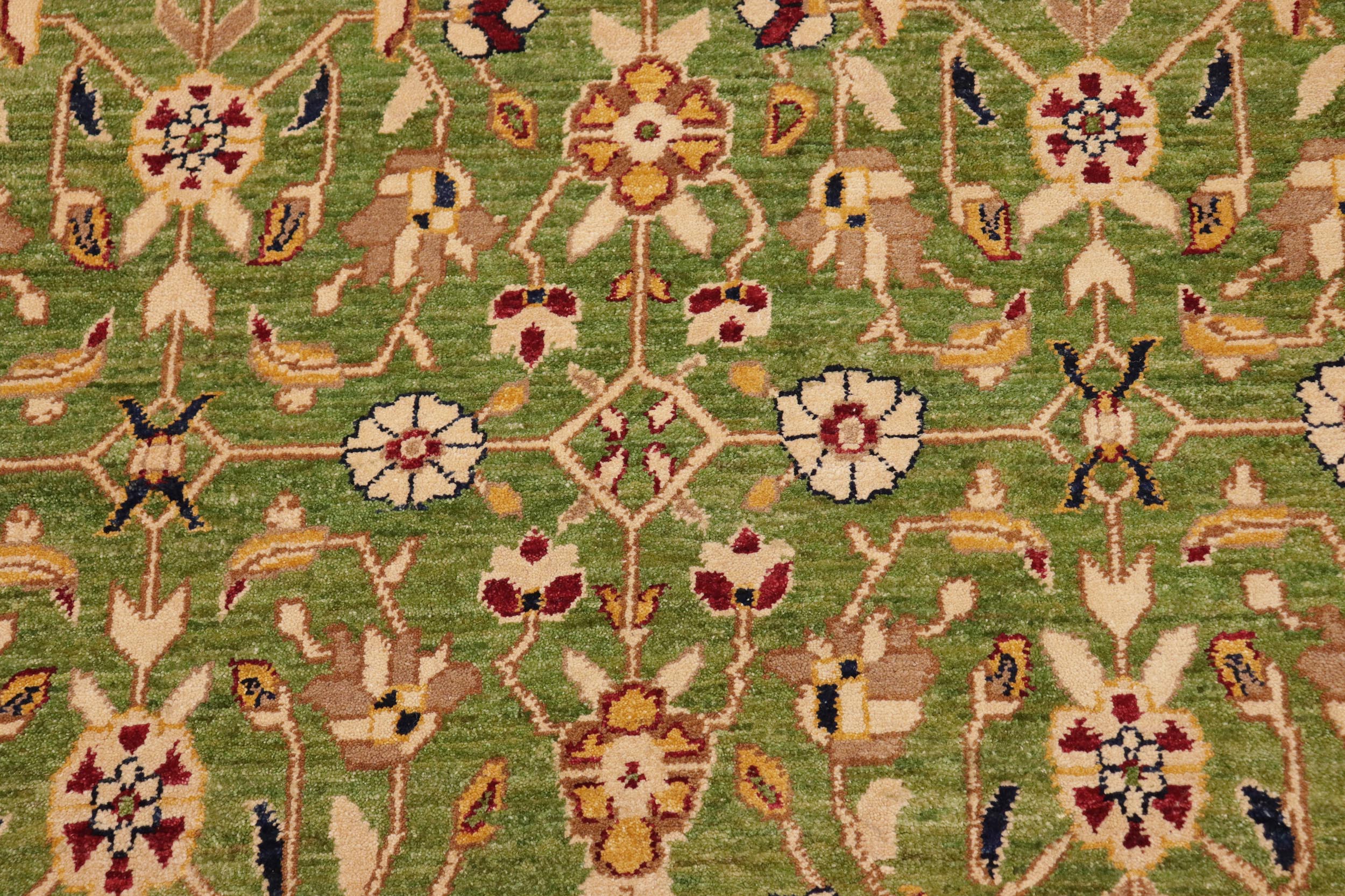 handmade Transitional Kafkaz Green Red Hand Knotted RECTANGLE 100% WOOL area rug 12' x 18'
