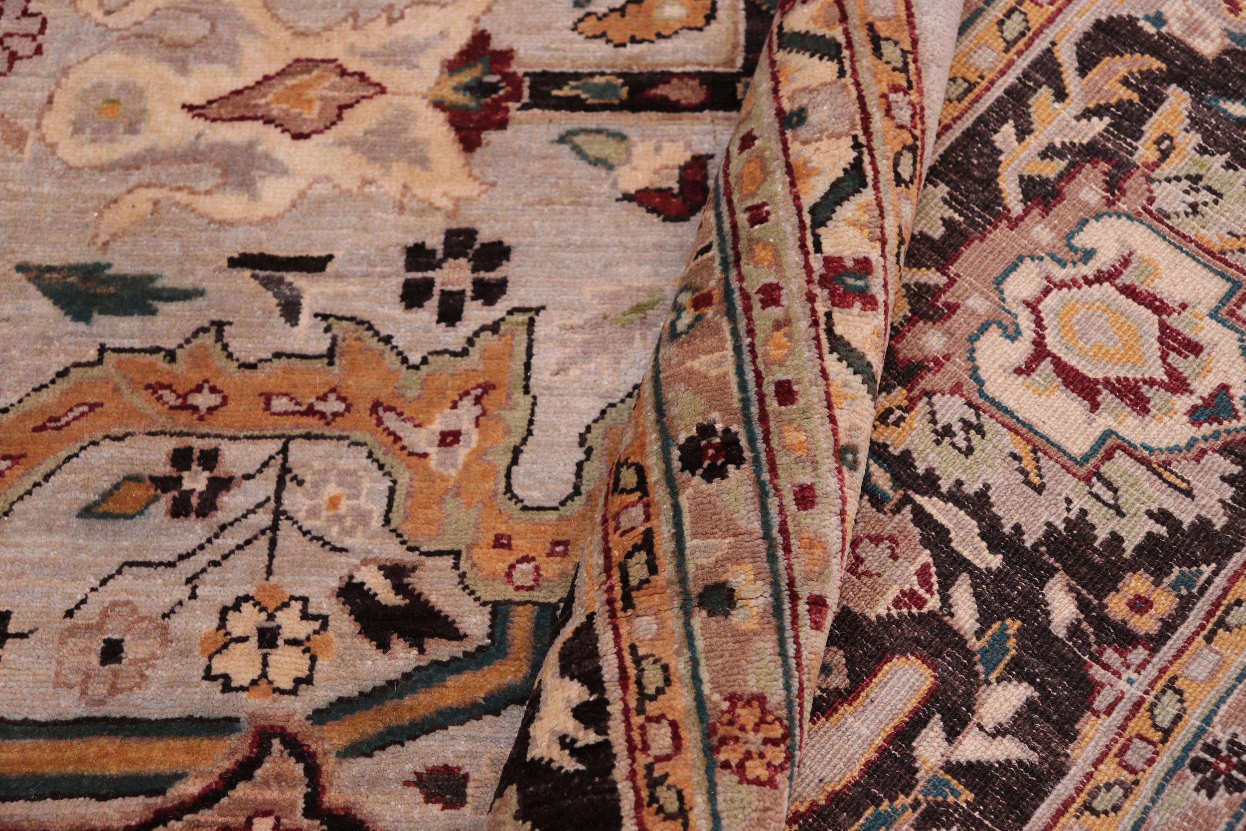 handmade Traditional Kafkaz Gray Brown Hand Knotted RECTANGLE 100% WOOL area rug 12x15