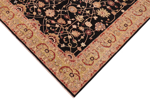 handmade Traditional Kafkaz Black Lt. Green Hand Knotted RECTANGLE 100% WOOL area rug 12x18