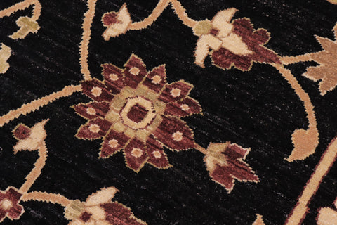 handmade Traditional Kafkaz Black Lt. Green Hand Knotted RECTANGLE 100% WOOL area rug 12x18