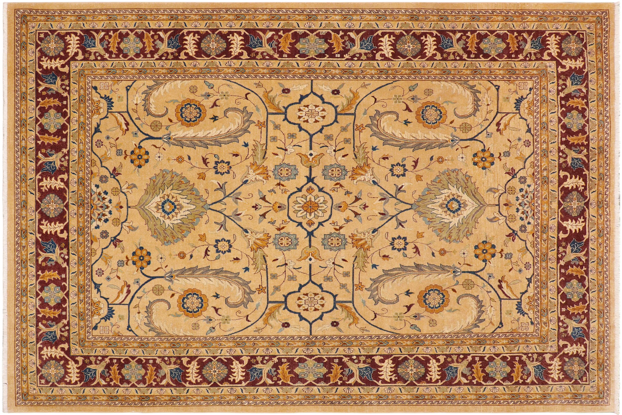 handmade Traditional Kafkaz Tan Aubergine Hand Knotted RECTANGLE 100% WOOL area rug 9x12