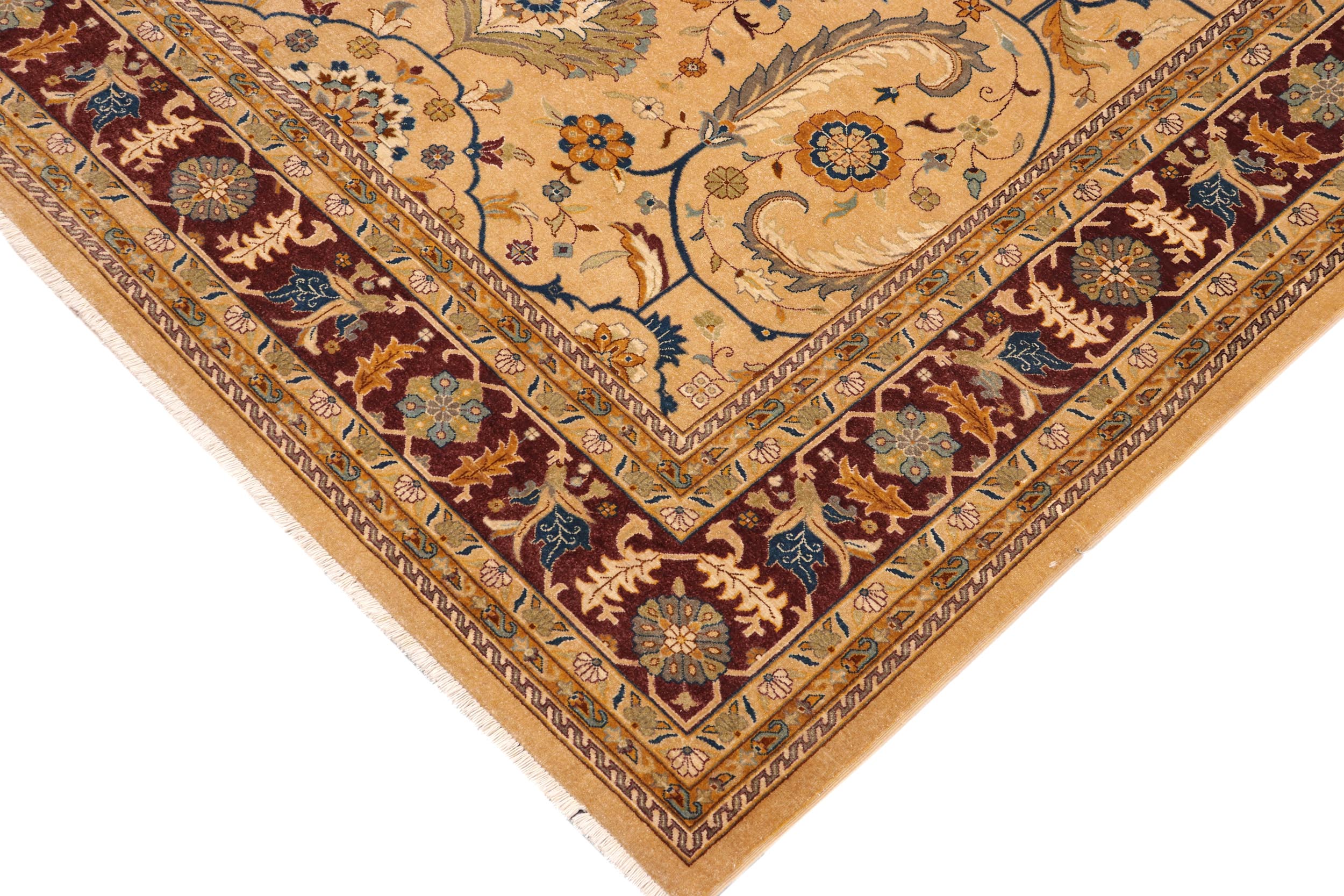 handmade Traditional Kafkaz Tan Aubergine Hand Knotted RECTANGLE 100% WOOL area rug 9x12