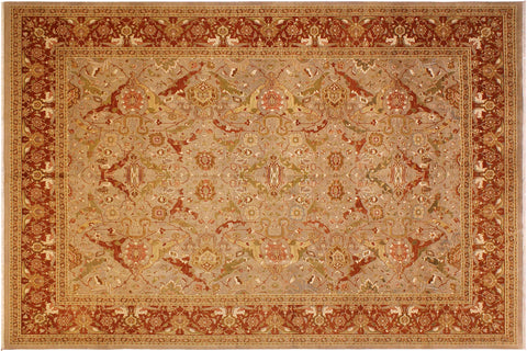 handmade Transitional Shama Taupe Rust Hand Knotted RECTANGLE 100% WOOL area rug 10 x 13