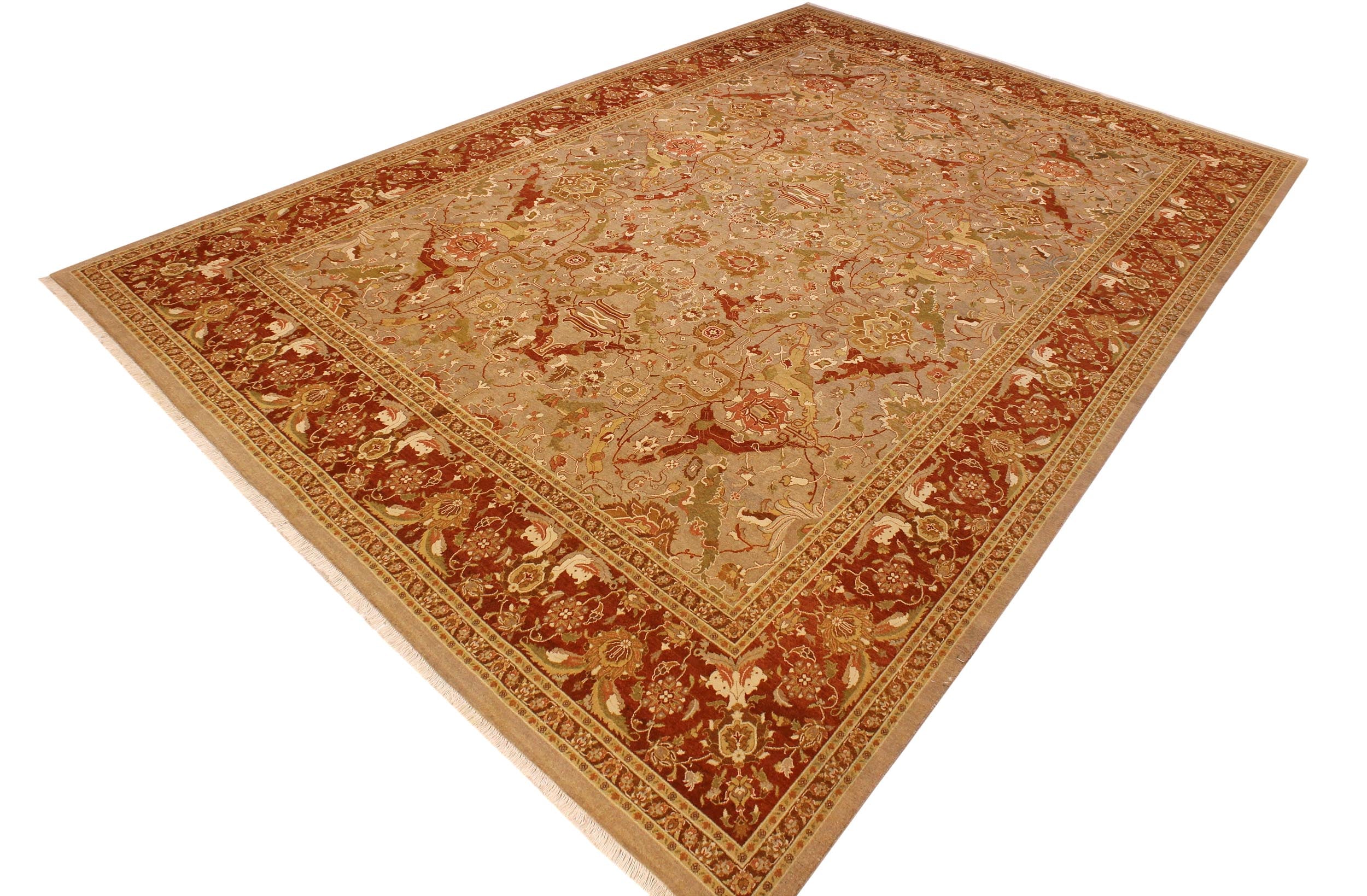 handmade Transitional Shama Taupe Rust Hand Knotted RECTANGLE 100% WOOL area rug 10 x 13