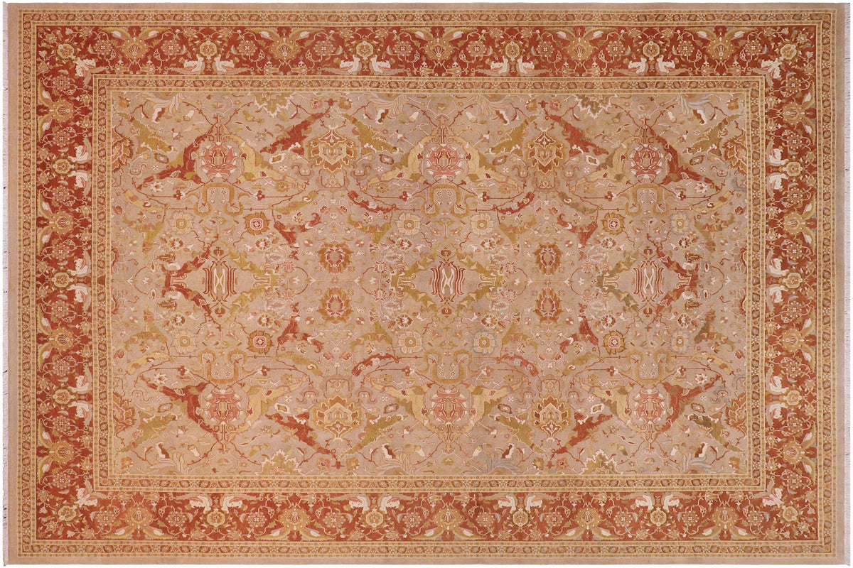 handmade Transitional Shama Taupe Rust Hand Knotted RECTANGLE 100% WOOL area rug 10x13