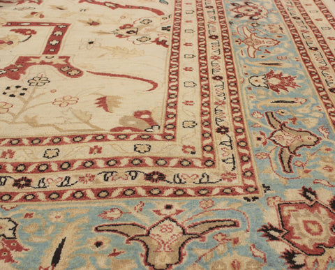 handmade Traditional Kafkaz Ivory Lt. Blue Hand Knotted RECTANGLE 100% WOOL area rug 15' x 25'