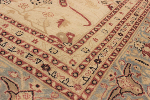 handmade Traditional Kafkaz Ivory Lt. Blue Hand Knotted RECTANGLE 100% WOOL area rug 15' x 25'