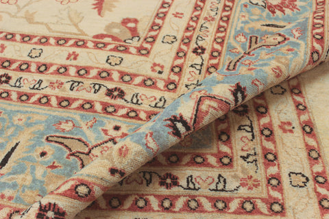 handmade Traditional Kafkaz Ivory Lt. Blue Hand Knotted RECTANGLE 100% WOOL area rug 15' x 25'