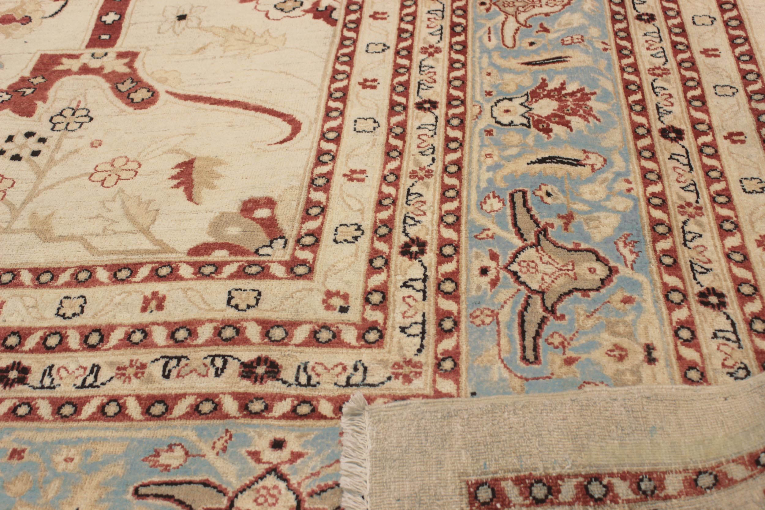 handmade Traditional Kafkaz Ivory Lt. Blue Hand Knotted RECTANGLE 100% WOOL area rug 15' x 25'