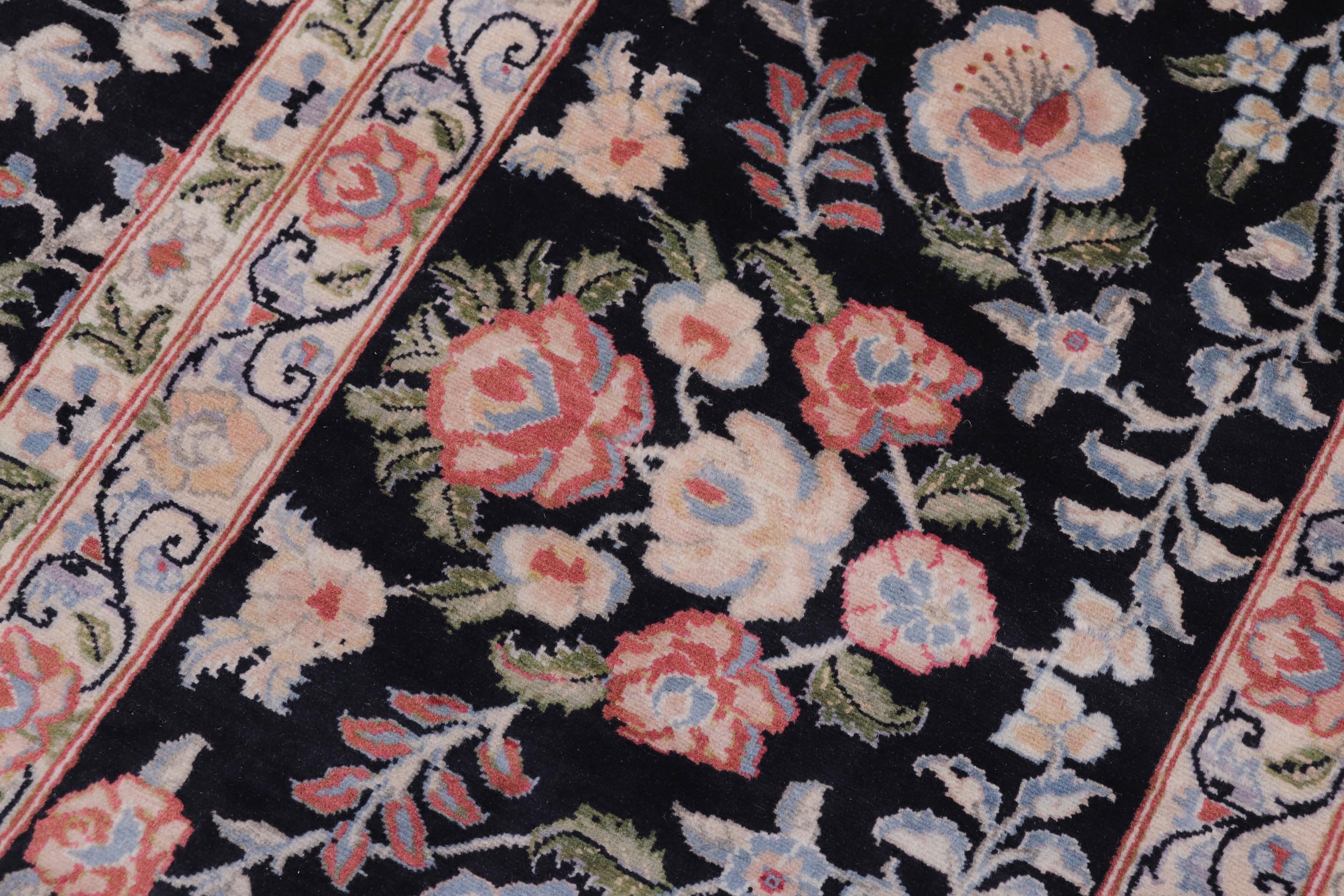 handmade Transitional Kashan Black Rust Hand Knotted RECTANGLE 100% WOOL area rug 12x15
