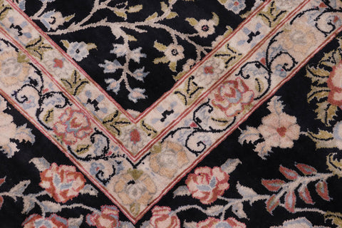 handmade Transitional Kashan Black Rust Hand Knotted RECTANGLE 100% WOOL area rug 12x15