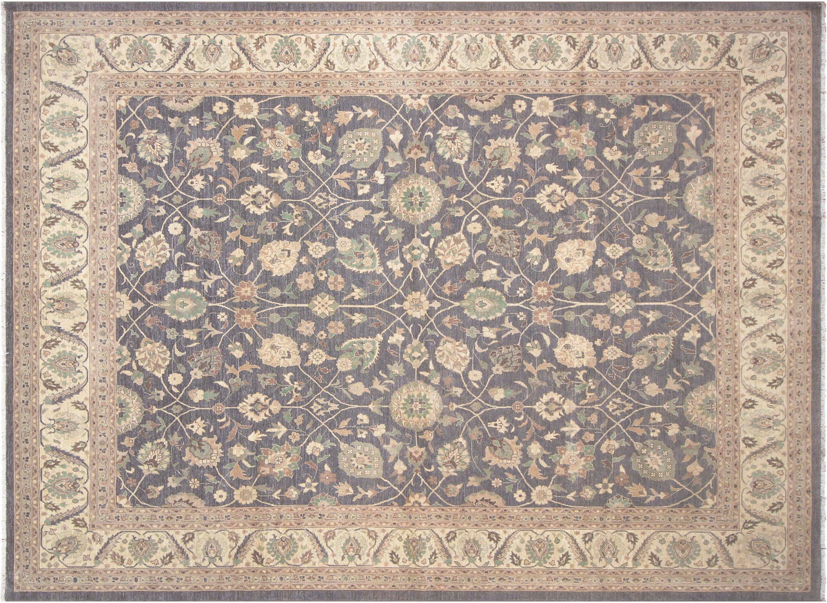 handmade Transitional Kafkaz Gray Ivory Hand Knotted RECTANGLE 100% WOOL area rug 12' x 15'