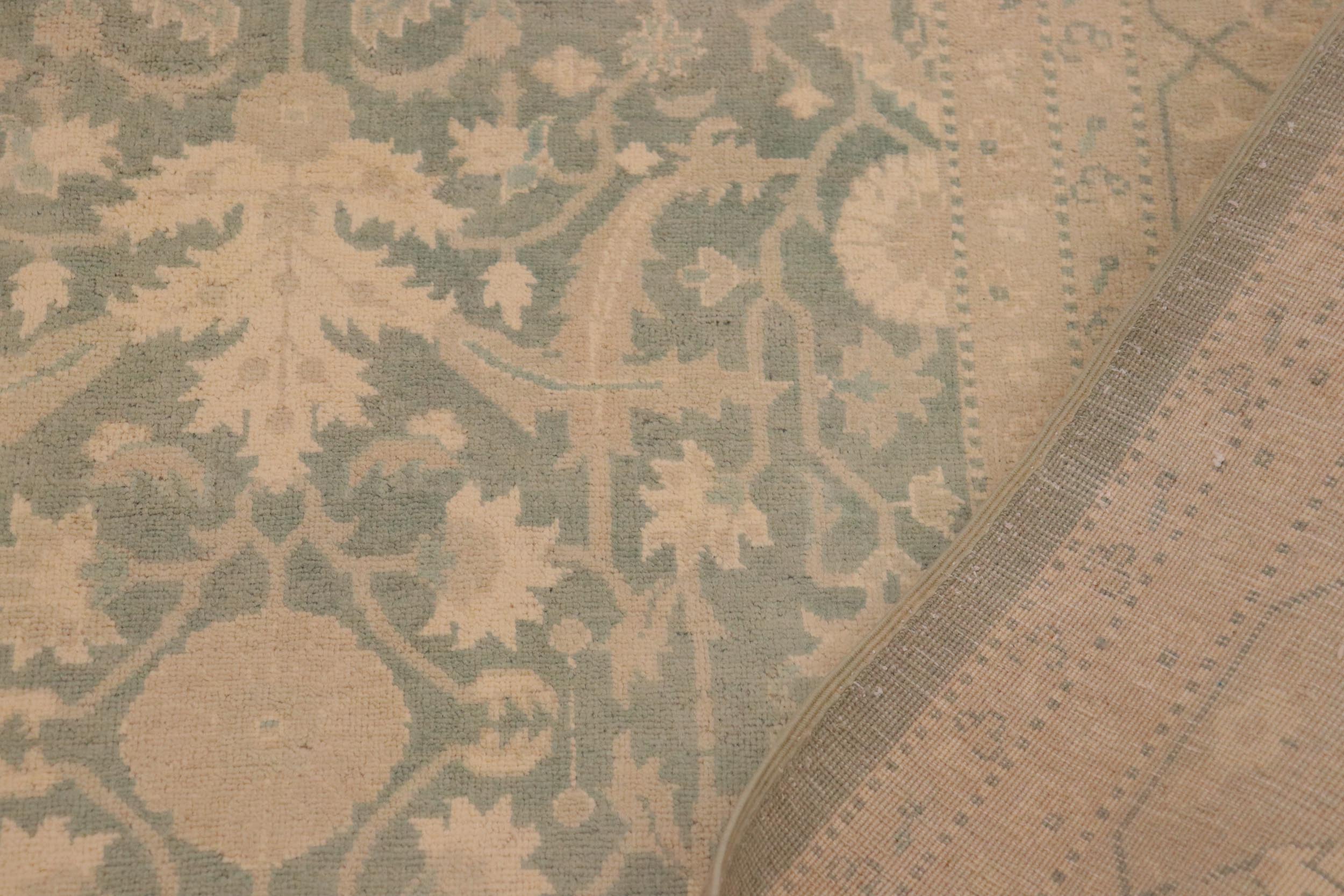 handmade Transitional Kafkaz Green Gray Hand Knotted RECTANGLE 100% WOOL area rug 9x12