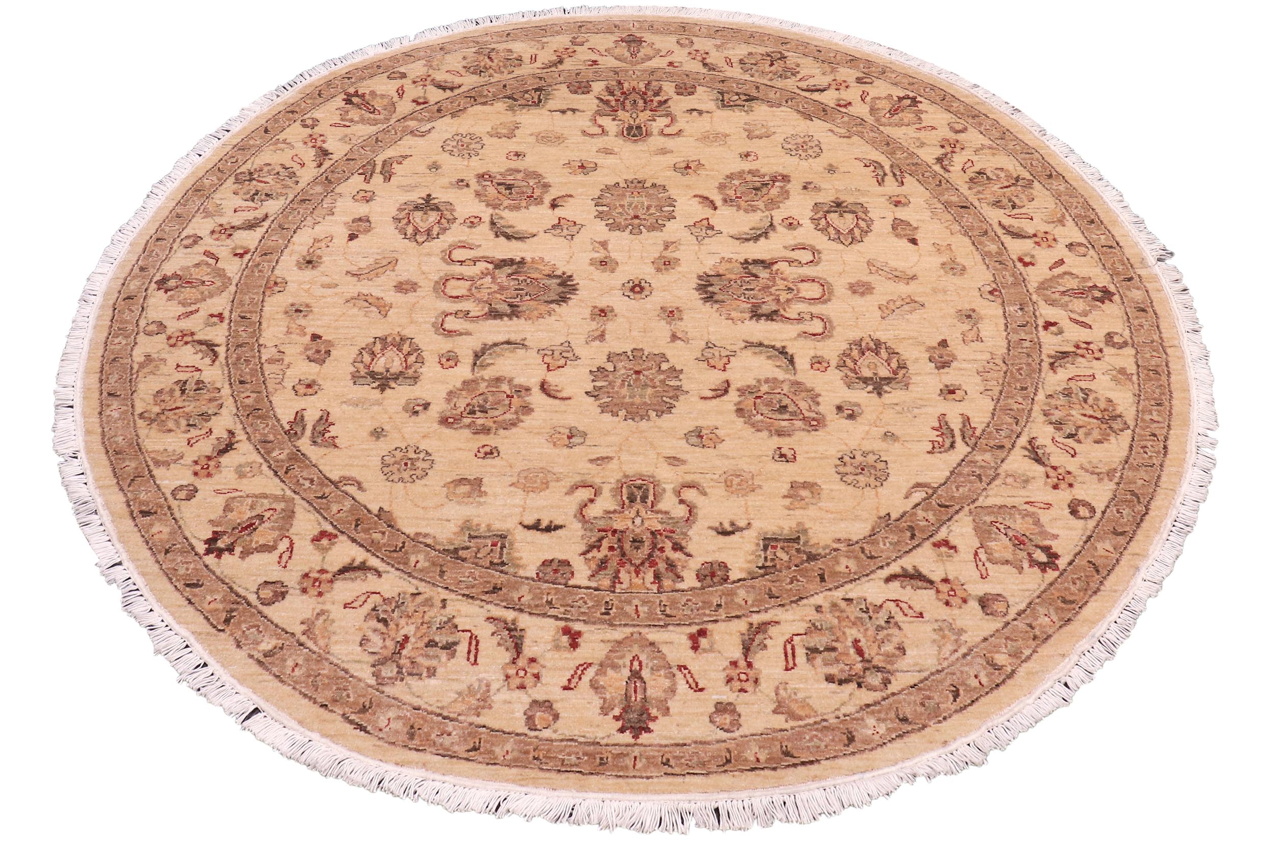 handmade Traditional Kafkaz Beige Rust Hand Knotted ROUND 100% WOOL area rug 6' x 6'