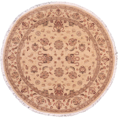 handmade Traditional Kafkaz Beige Rust Hand Knotted ROUND 100% WOOL area rug 6' x 6'