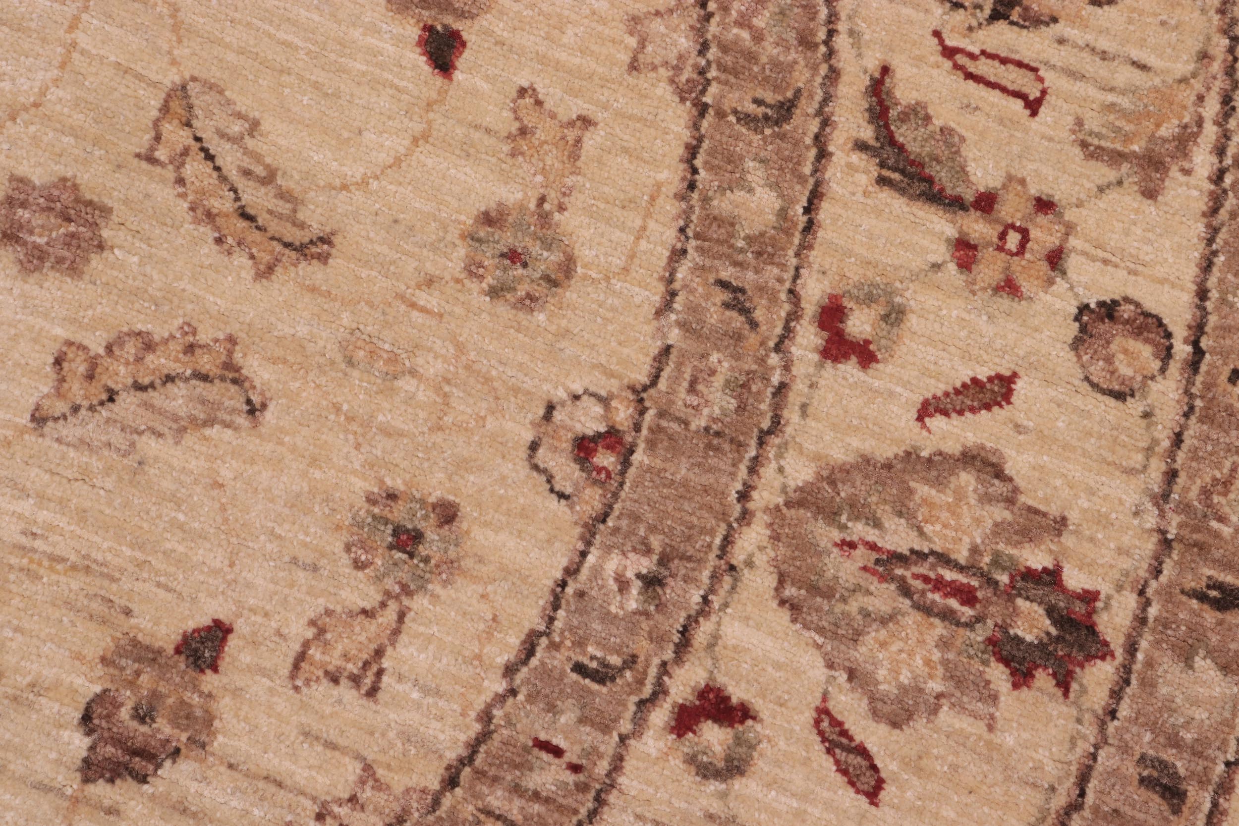 handmade Traditional Kafkaz Beige Rust Hand Knotted ROUND 100% WOOL area rug 6' x 6'