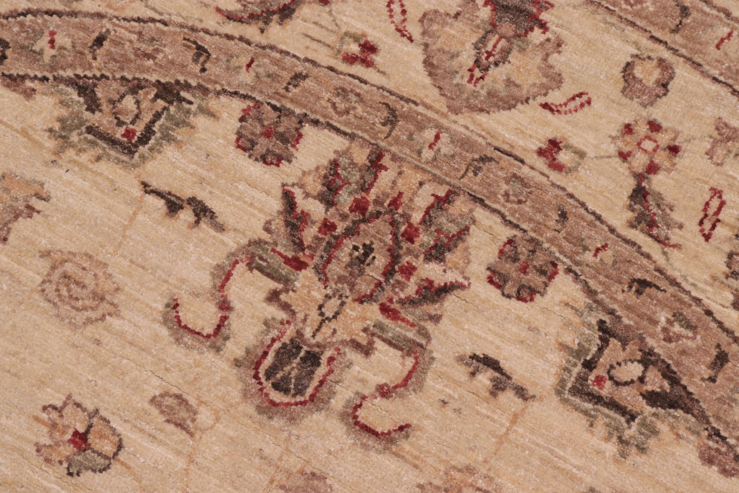 handmade Traditional Kafkaz Beige Rust Hand Knotted ROUND 100% WOOL area rug 6' x 6'