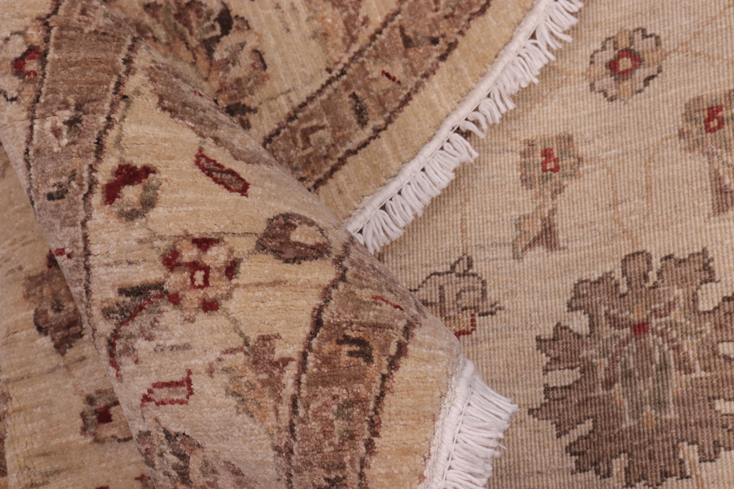 handmade Traditional Kafkaz Beige Rust Hand Knotted ROUND 100% WOOL area rug 6' x 6'