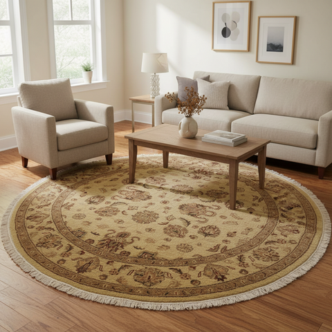 Ziegler Kafkaz Ashlie Beige/Rust Round Rug -5'7X5'8