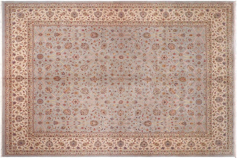 Traditional Jafri Stephani Lt. Gray Tan Hand Knotted Area rugs 12X15