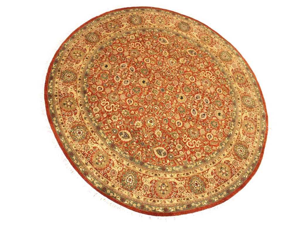 handmade Traditional Nauras Rust Beige Hand Knotted ROUND 100% WOOL area rug 7x7