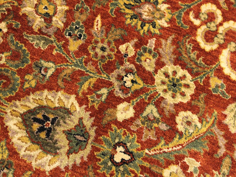 handmade Traditional Nauras Rust Beige Hand Knotted ROUND 100% WOOL area rug 7x7