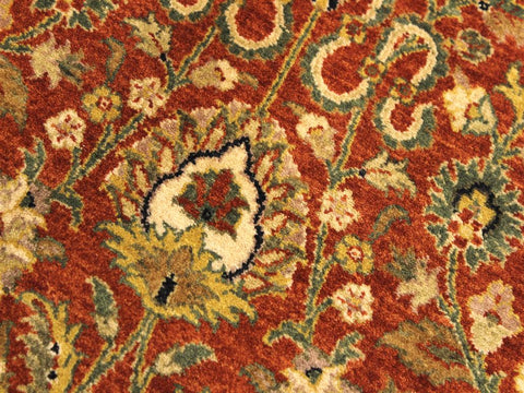 handmade Traditional Nauras Rust Beige Hand Knotted ROUND 100% WOOL area rug 7x7