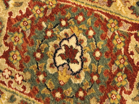 handmade Traditional Nauras Rust Beige Hand Knotted ROUND 100% WOOL area rug 7x7