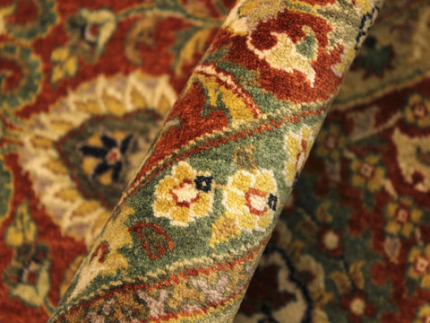 handmade Traditional Nauras Rust Beige Hand Knotted ROUND 100% WOOL area rug 7x7