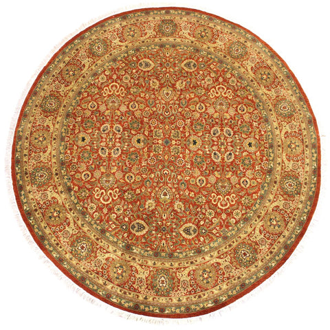 handmade Traditional Nauras Rust Beige Hand Knotted ROUND 100% WOOL area rug 7x7