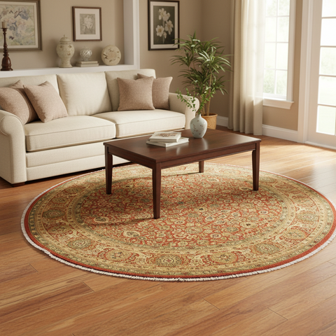 Antique Vegetable Dyed Larue Rust/Beige Wool Round - 7'2''X7'3''