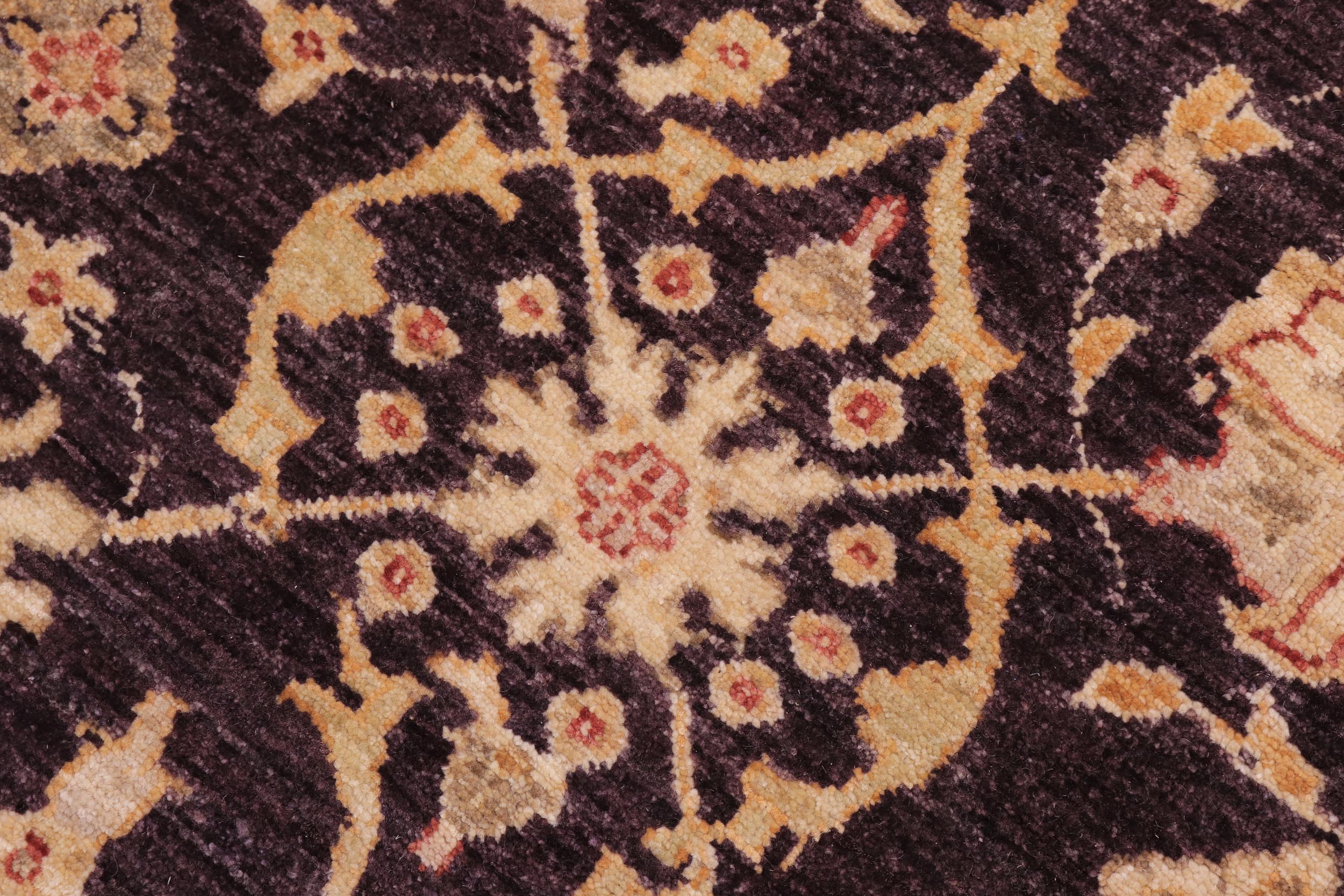 handmade Transitional Kafkaz Aubergine Ivory Hand Knotted RECTANGLE 100% WOOL area rug 12' x 15'