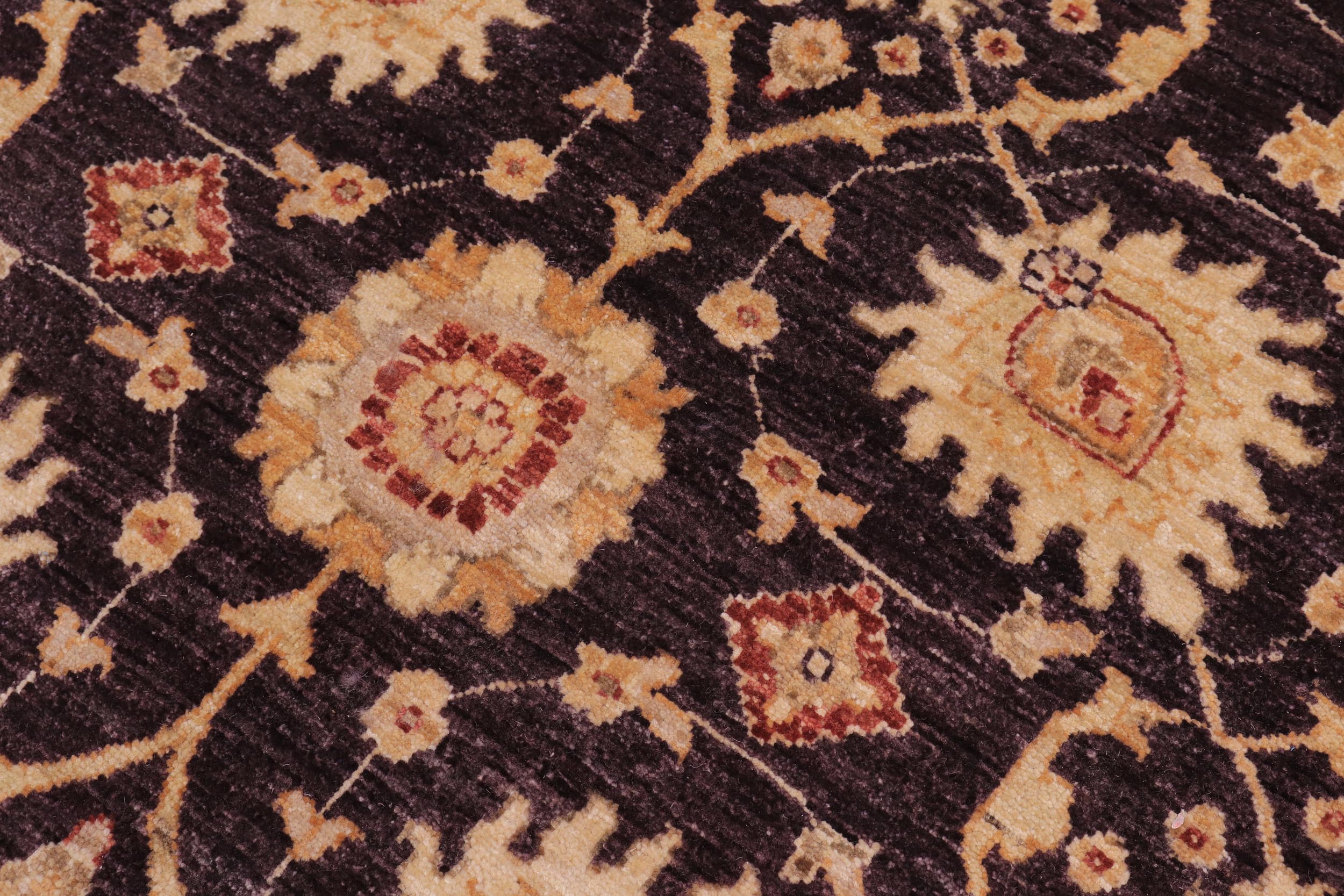handmade Transitional Kafkaz Aubergine Ivory Hand Knotted RECTANGLE 100% WOOL area rug 12' x 15'
