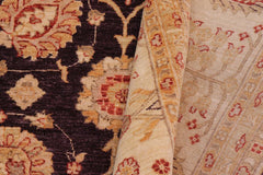 handmade Traditional Kafkaz Aubergine Ivory Hand Knotted RECTANGLE 100% WOOL area rug 12X15