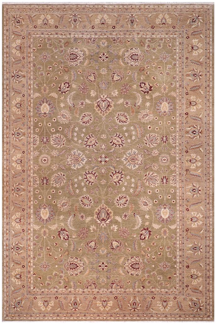 handmade Traditional Kafkaz Lt. Green Tan Hand Knotted RECTANGLE 100% WOOL area rug 12X17