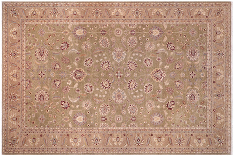 handmade Traditional Kafkaz Lt. Green Tan Hand Knotted RECTANGLE 100% WOOL area rug 12x17