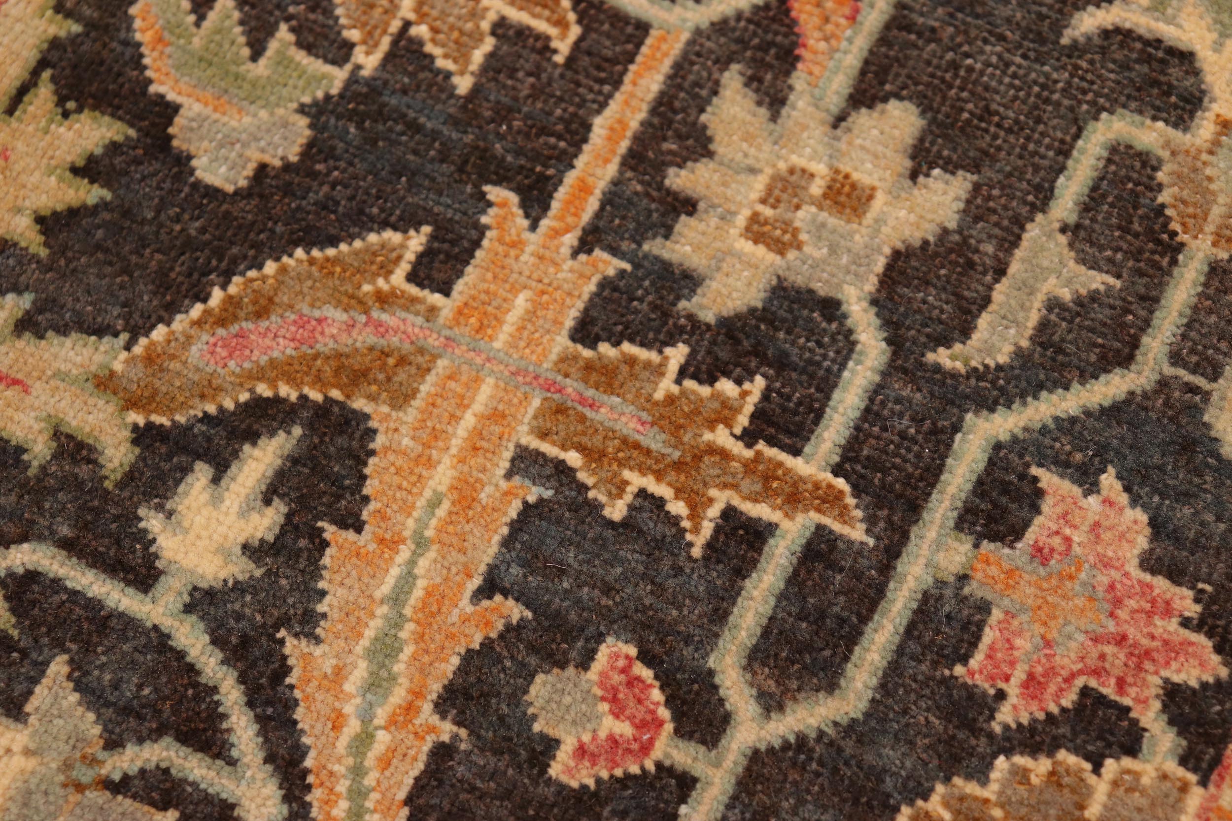 handmade Transitional Kafkaz Green Lt. Gray Hand Knotted RECTANGLE 100% WOOL area rug 10x14