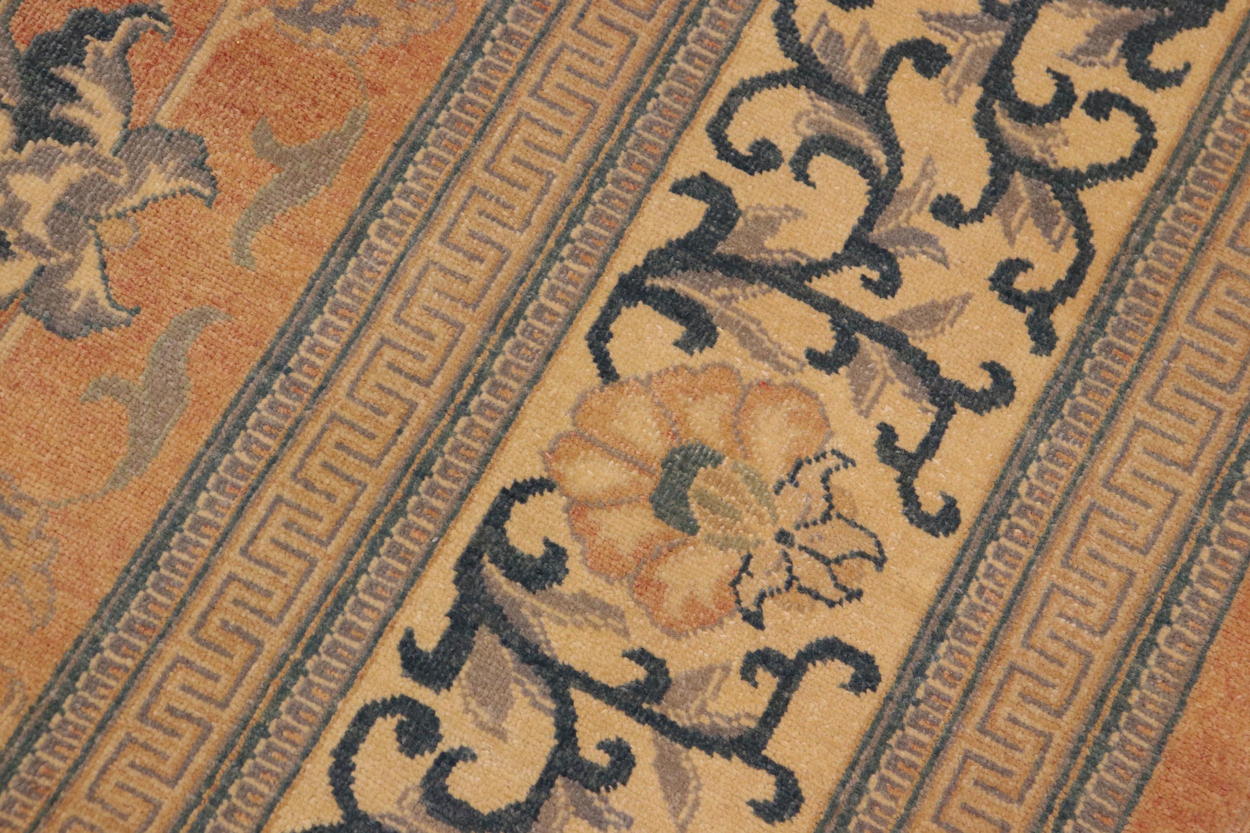 handmade Traditional Kafkaz Peach Beige Hand Knotted RECTANGLE 100% WOOL area rug 9x12