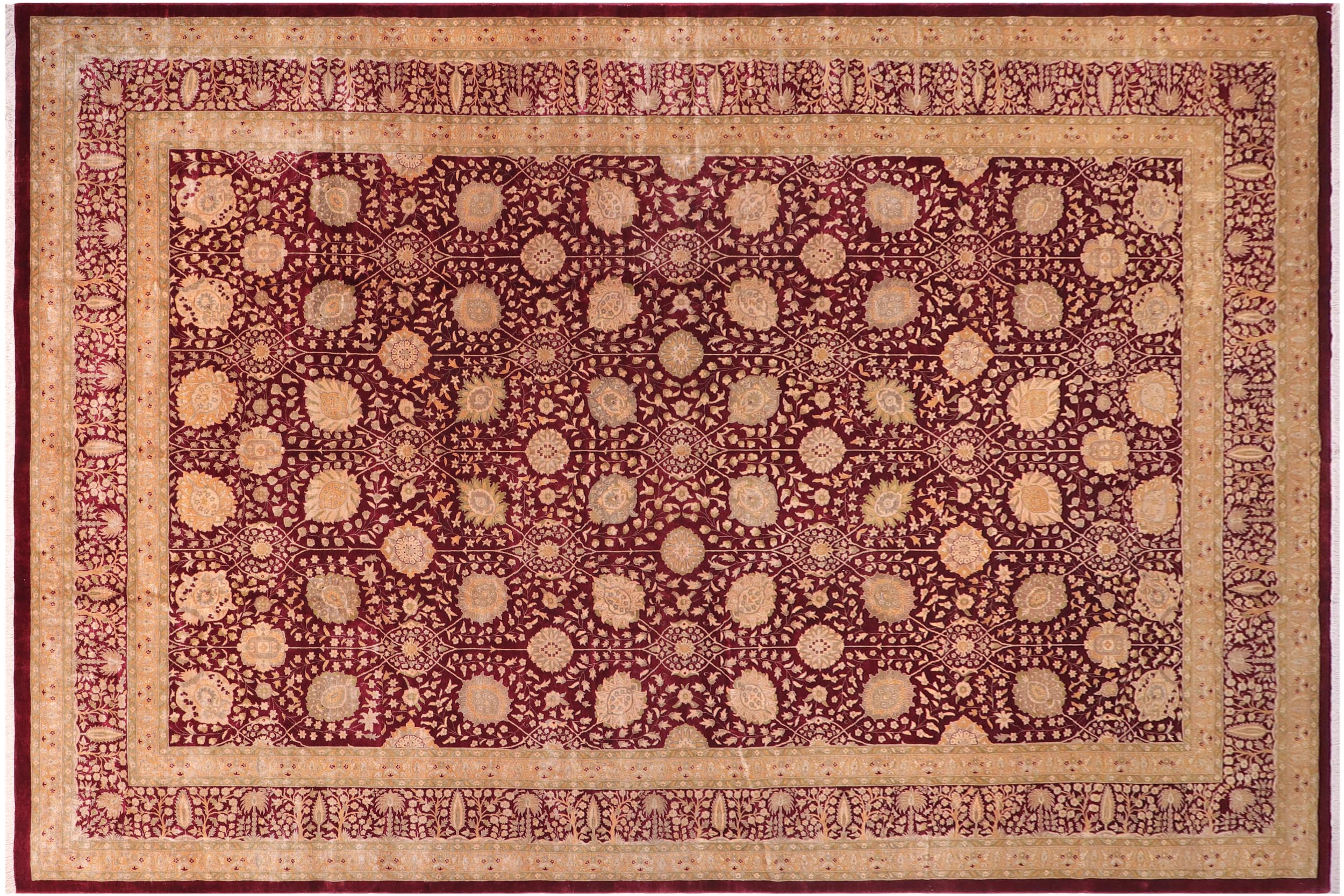 handmade Transitional Design Red Red Hand Knotted RECTANGLE 100% WOOL area rug 12' x 19'