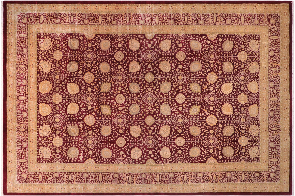 handmade Transitional Design Red Red Hand Knotted RECTANGLE 100% WOOL area rug 12' x 19'