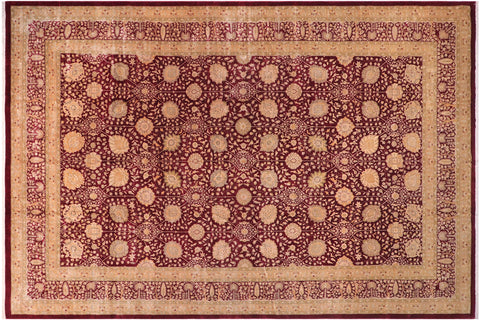 handmade Transitional Design Red Red Hand Knotted RECTANGLE 100% WOOL area rug 12' x 19'