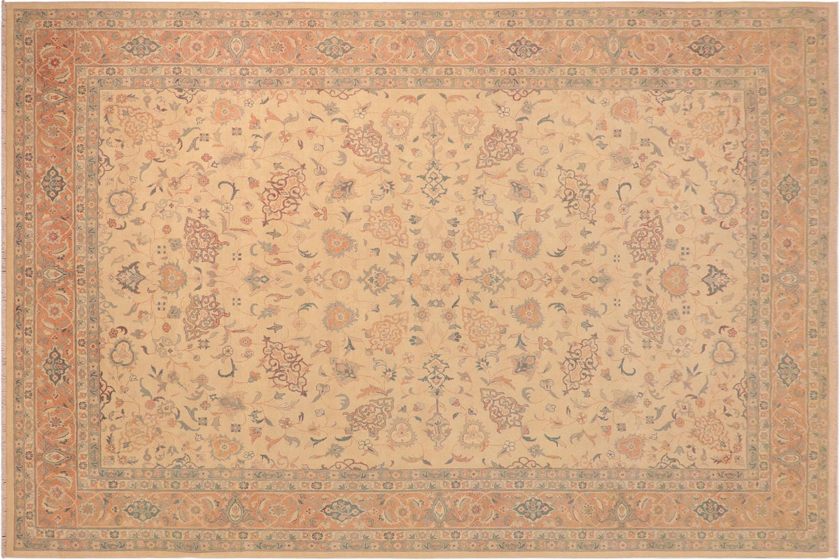 handmade Traditional Kafkaz Beige Brown Hand Knotted RECTANGLE 100% WOOL area rug 10x14